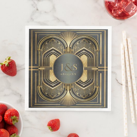 Serviette En Papier Glam Art Deco Mariage ID1033 (En situation)