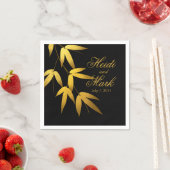 Serviette En Papier Glam Bamboo Feuille Gold Foil | [fuzzy]Noir (En situation)