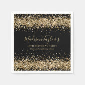 Serviette En Papier Glam Black Gold Parties scintillant Sparkle Confet (Devant)