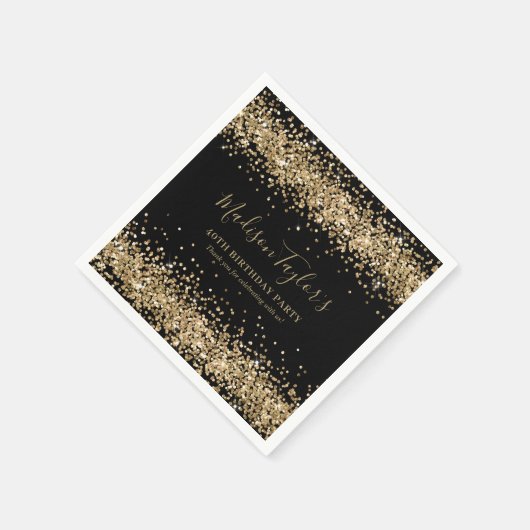 Serviette En Papier Glam Black Gold Parties scintillant Sparkle Confet (Coin)