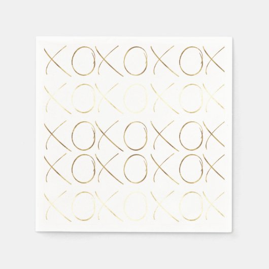 Serviette En Papier Glam blanc or XOXO (Devant)