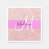 Serviette En Papier Glam Blush Rose Rose Parties scintillant or étince (Devant)