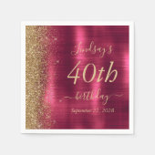 Serviette En Papier Glam Burgundy Gold Parties scintillant 40e fête d' (Devant)