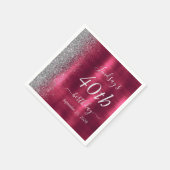 Serviette En Papier Glam Burgundy Parties scintillant d'argent 40e fêt (Coin)