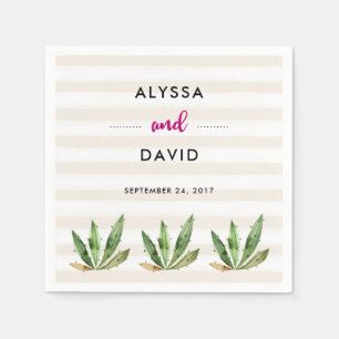 Serviette En Papier Glam Cactus   Desert Stripes Mariage