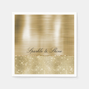Serviette En Papier Glam Champagne Gold Glitzy Sparkie