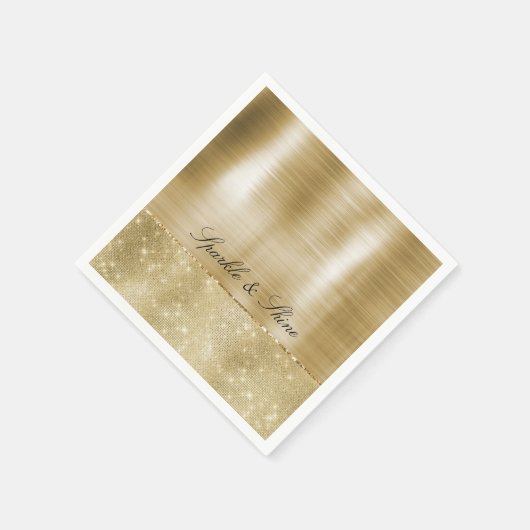 Serviette En Papier Glam Champagne Gold Glitzy Sparkie (Coin)