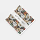 Serviette En Papier Glam Champagne Or Rouge Fleurs blanches (Coin)
