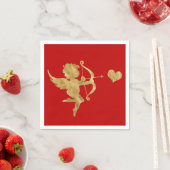 Serviette En Papier Glam Cupid Gold Red Heart Valentine (En situation)