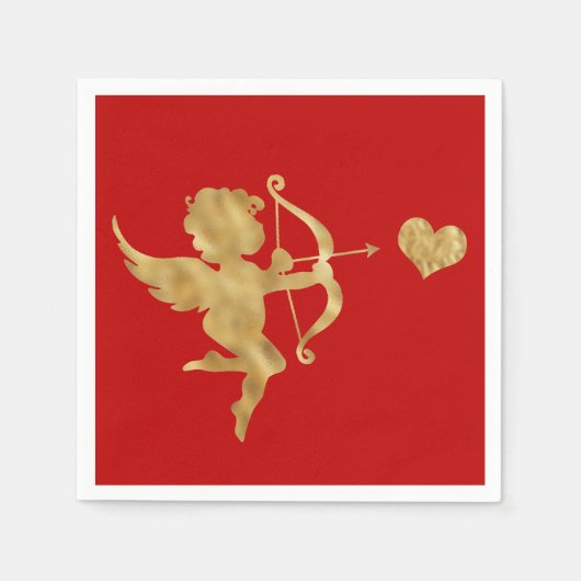 Serviette En Papier Glam Cupid Gold Red Heart Valentine (Devant)
