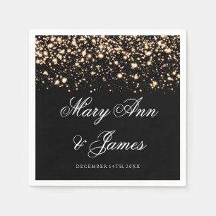 Serviette En Papier Glam de minuit or mariage
