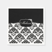 Serviette En Papier Glam Elegant noir blanc Damas Diamants Bain Mat (Devant)