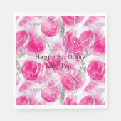 Serviette En Papier Glam en argent rose Cercles Abstraits Anniversaire (Devant)