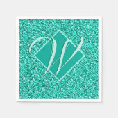 Serviette En Papier Glam étincelant Turquoises Parties scintillant ble (Devant)