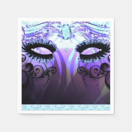 Serviette En Papier Glam Eyelashes Purple Masquerade Party Personnalis (Devant)