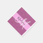 Serviette En Papier Glam Fuchsia Metallic rose Honeycomb Nom (Coin)