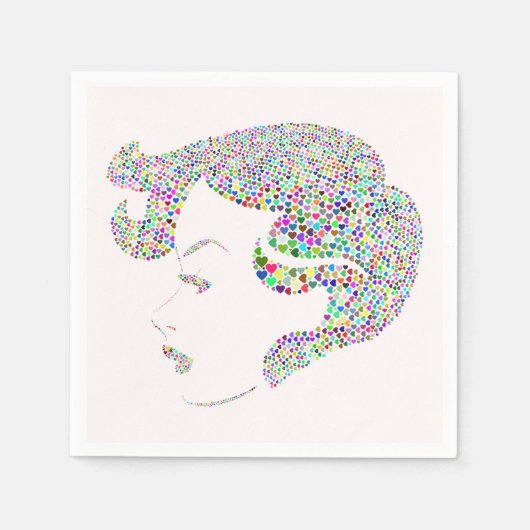 Serviette En Papier Glam girl with hearts (Devant)