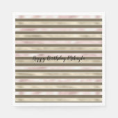 Serviette En Papier Glam Gold Blush rose Brown rayures (Devant)