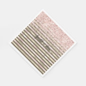 Serviette En Papier Glam Gold Blush rose Brown rayures Parties scintil (Coin)