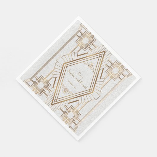 Serviette En Papier Glam Gold et White Great Gatsby Mariage (Coin)