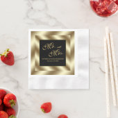 Serviette En Papier Glam Gold Foil et Mariage noir (En situation)