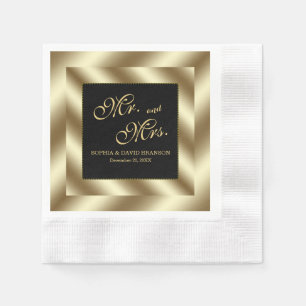 Serviette En Papier Glam Gold Foil et Mariage noir