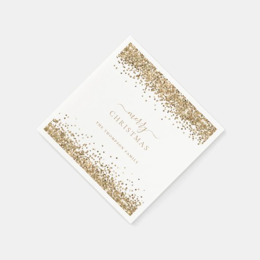 Serviette En Papier Glam Gold Parties scintillant Nom blanc Joyeux Noë (Coin)