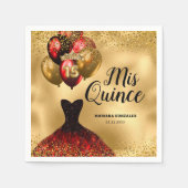 Serviette En Papier Glam Gold Red Parties scintillant Quinceanera Mis  (Devant)