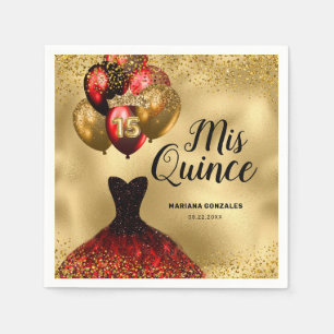 Serviette En Papier Glam Gold Red Parties scintillant Quinceanera Mis 