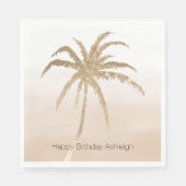 Serviette En Papier Glam Gold Tropical Palm Tree Ombre (Devant)