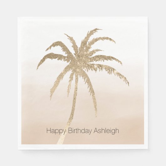 Serviette En Papier Glam Gold Tropical Palm Tree Ombre (Devant)
