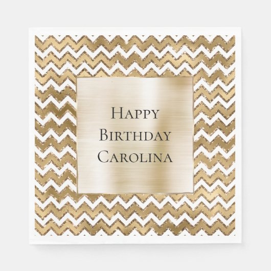 Serviette En Papier Glam Gold White Zigzag (Devant)