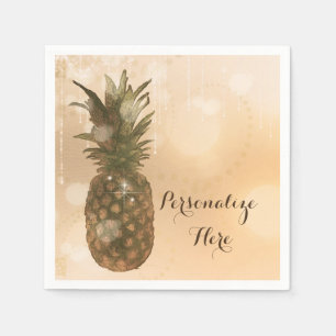 Serviette En Papier Glam Golden Ananas Elegant Tropical Party