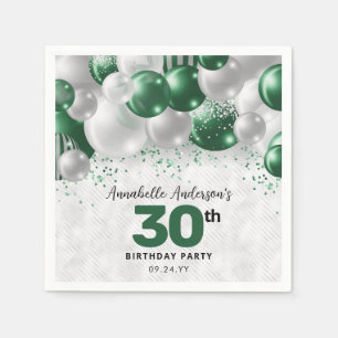 Serviette En Papier Glam Green Silver Balloon Parties scintillant Favo