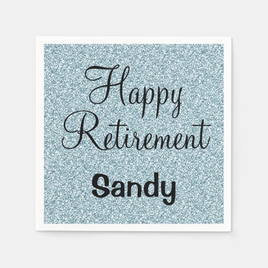 Serviette En Papier Glam Happy Retirement Bleu Parties scintillant Arg (Devant)