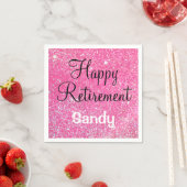 Serviette En Papier Glam Happy Retirement Hot rose Parties scintillant (En situation)