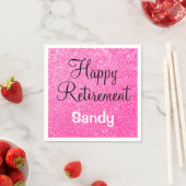 Serviette En Papier Glam Happy Retirement Hot rose Parties scintillant (En situation)