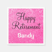 Serviette En Papier Glam Happy Retirement Hot rose Parties scintillant (Devant)