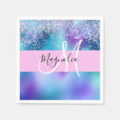Serviette En Papier Glam Holographique Sirène Parties scintillant étin (Devant)