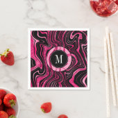 Serviette En Papier Glam Hot rose noir marbre Agate Parties scintillan (En situation)