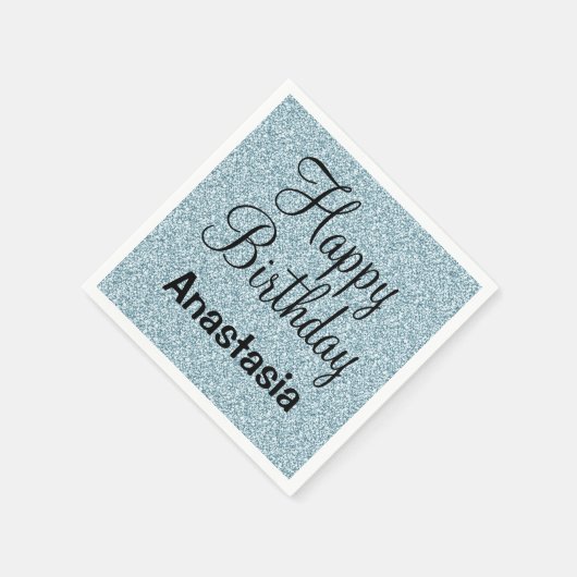 Serviette En Papier Glam Joyeux Anniversaire Bleu Parties scintillant (Coin)