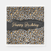Serviette En Papier Glam Leopard Joyeux anniversaire (Devant)
