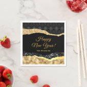 Serviette En Papier Glam noir et or Larmes Bonne année (En situation)