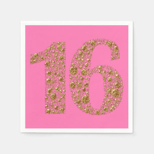 Serviette En Papier Glam or 16 Seize 16e anniversaire TOUTE COULEUR