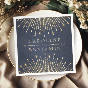 Serviette En Papier Glam or marine déco vintage mariage monogramme nap