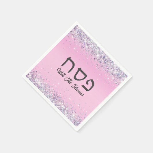 Serviette En Papier Glam Parties scintillant rose Fête juive Pâque héb (Coin)