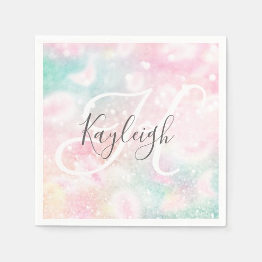 Serviette En Papier Glam Parties scintillant rose Pastel Motif fille (Devant)