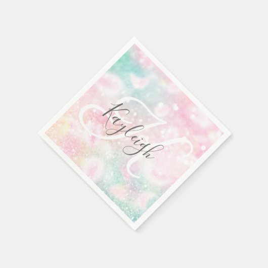 Serviette En Papier Glam Parties scintillant rose Pastel Motif fille (Coin)