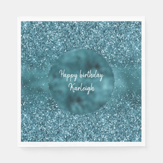 Serviette En Papier Glam Parties scintillant turquoise Glitz (Devant)