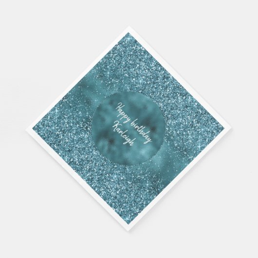 Serviette En Papier Glam Parties scintillant turquoise Glitz (Coin)